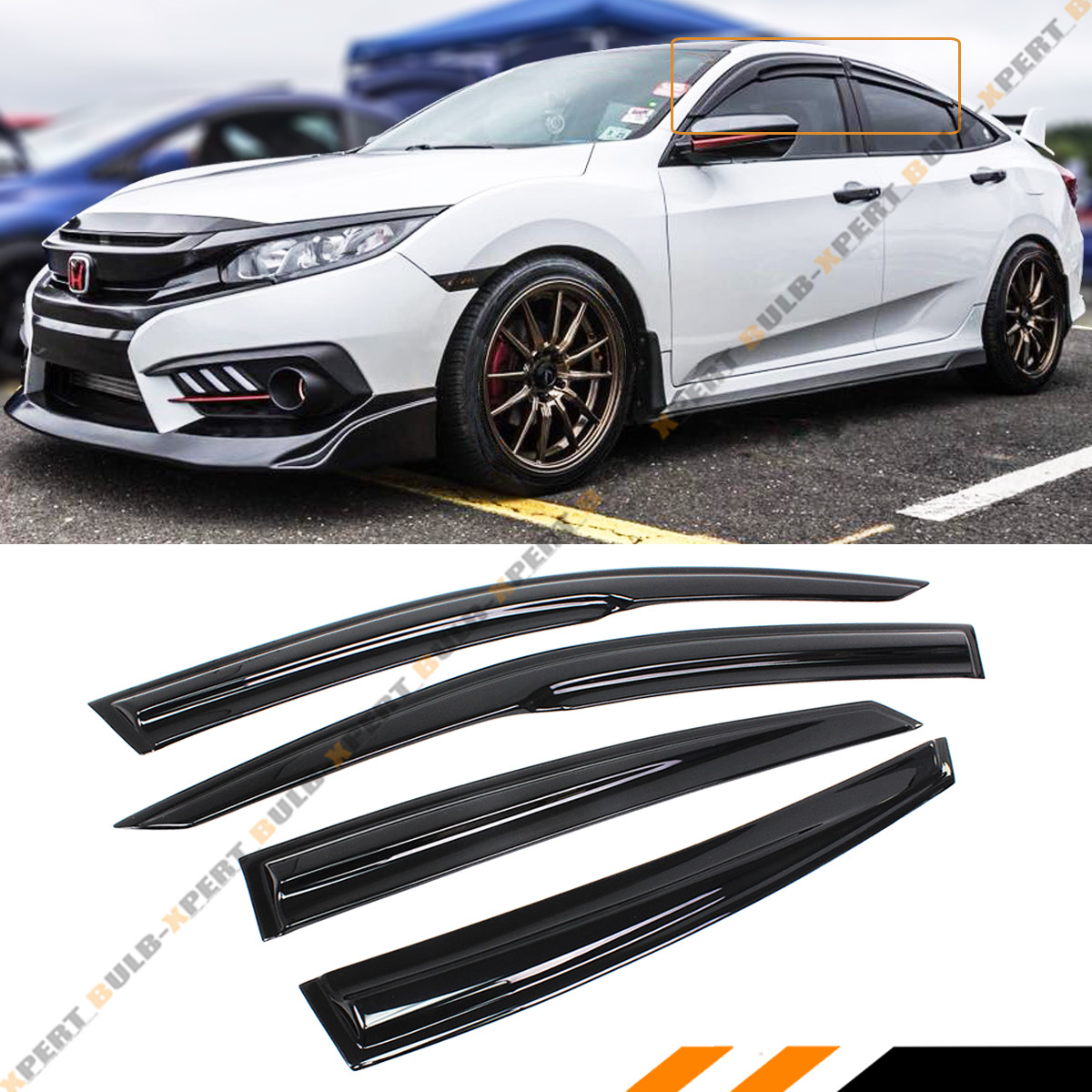 FOR 16-2021 10TH GEN HONDA CIVIC 4DR SEDAN 3D WAVY JDM STYLE SMOKE