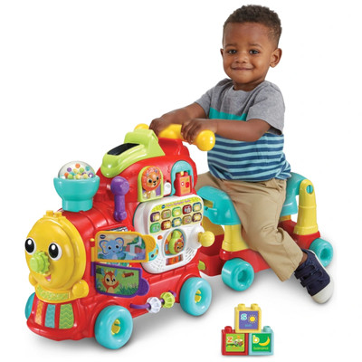 VTech Train 4 in 1 Baby Aktivität Spielzeug mit Licht & Musik Alphabet Buchstabenblöcke rot