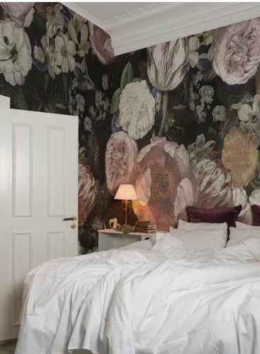 Papel pintado floral oscuro - mural de pared grande - paredes rebeldes - Imagen 2 de 9