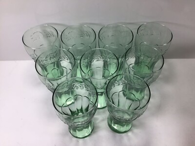 V33 Coca-Cola Genuine Plastic Drinking Glass WILid - Green Glasses Set of 9