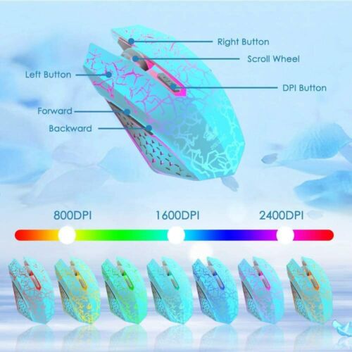 Wireless Rainbow Backlit Gaming Keyboard Mouse + RGB Mat Mechanical For PC PS4 - Picture 4 of 17