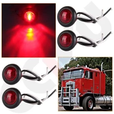 4pcs Red 3/4" Mini Round LED Light Clearance Side Marker Truck Trailer For Jeep