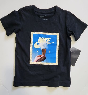 Nike Little Boys Ice Cream Graphic Short Sleeve T Shirt Black Sz