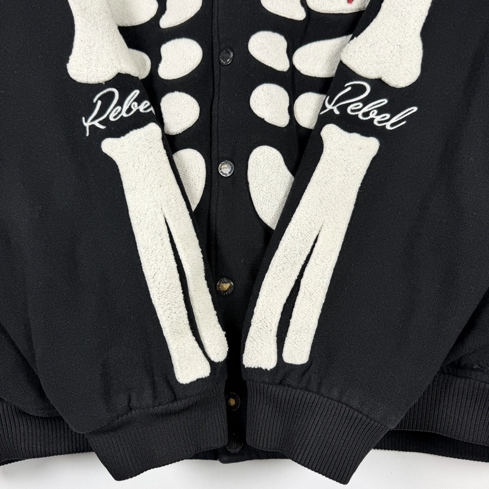 Rebel Minds Don't Kill My Vibe Skeleton Bones Melton Varsity Men Jacket XL - product detail image 14