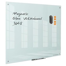 Magnetic Dry Erase Board - Frameless Glass Board 48 x 36 48"W x 36"H White