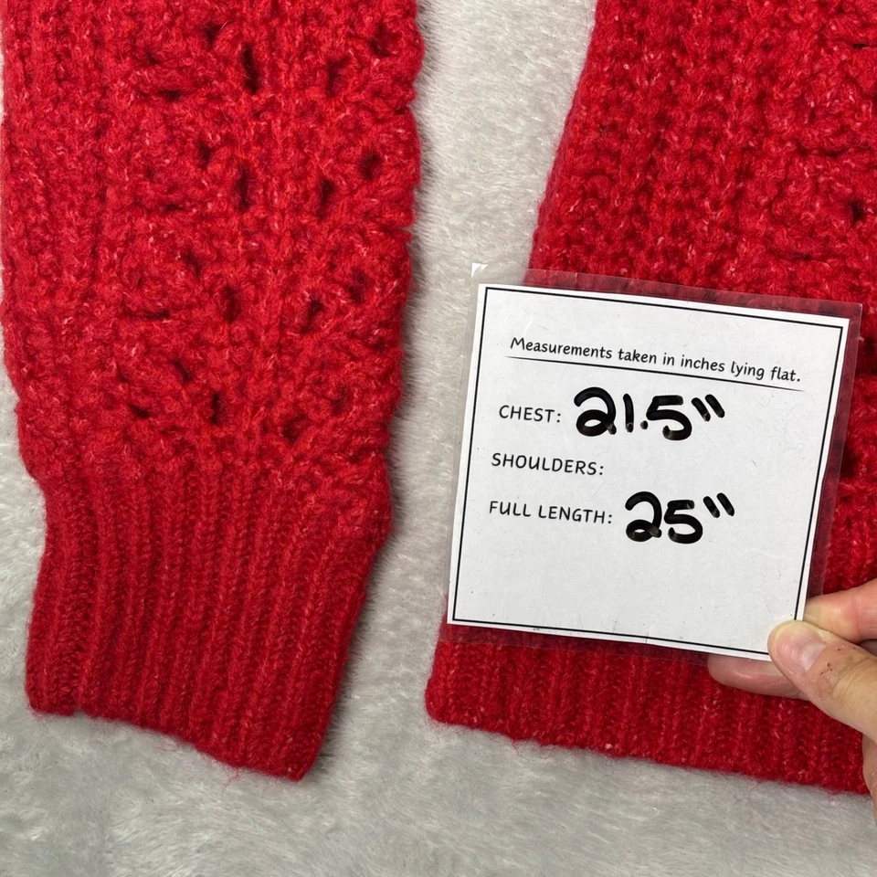 Suéter para mujer Lucky Brand talla L rojo tejido cuello en V suéter cálido acogedor prendas de punto Foto 4 de 4