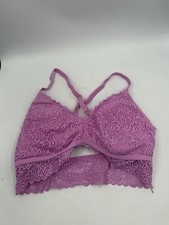 Auden Bra Size Large Pink Wireless Lined Crossback Pullover Bralette Lace Floral