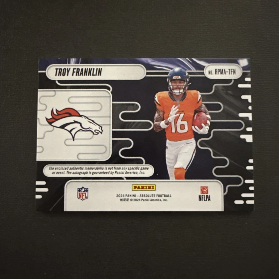 2024 Panini Absolute-Rookie Premiere Materials Autos Troy Franklin  /299 RPA - Image 4 of 4