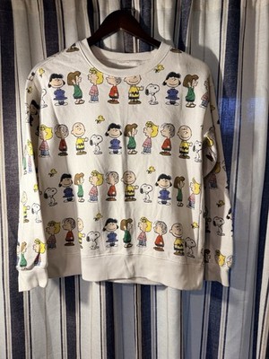 2016 Peanuts Worldwide Snoopy And Peanuts Gang Sweatshirt Pullover White Med