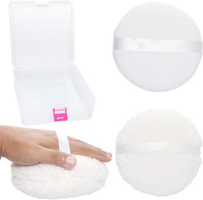 2 Pcs Body Powder Puff Set, 2 Extra Soft 6-Inch White Powder Puffs (3-Inch & 1.5