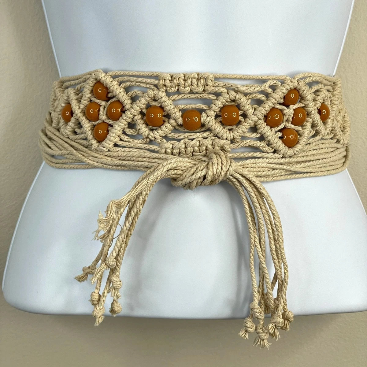 Navy Braided Boho Rope Belt w/ Gold & Brass Accents ?⚜️ Vintage 90s 90s Rope Belt - Etsy main image 2