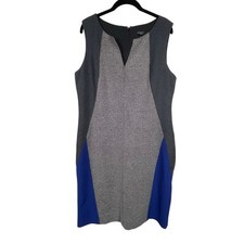 Ann Taylor Sleeveless Shift Dress Size 12 - Colorblock, V-Neck, Zip