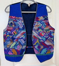 Guatemalan Handwoven Embroidered Waistcoat Vest Traditional Textiles Large Folk