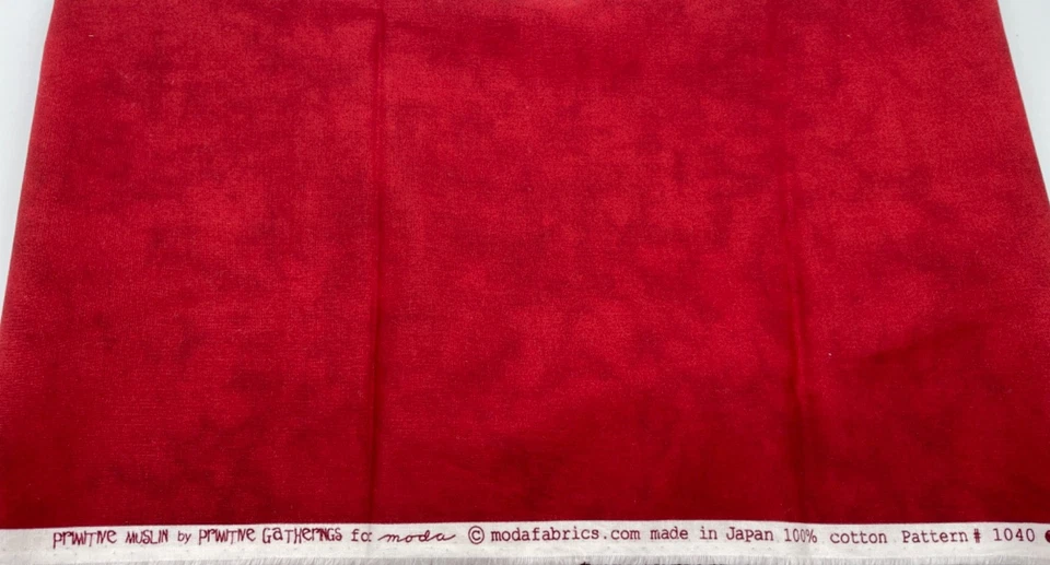 Moda Primitive Gatherings PRIMITIVE MUSLIN Fabric - Red 1 yd - Tan Fat Q + Scrap - Image 2 of 4