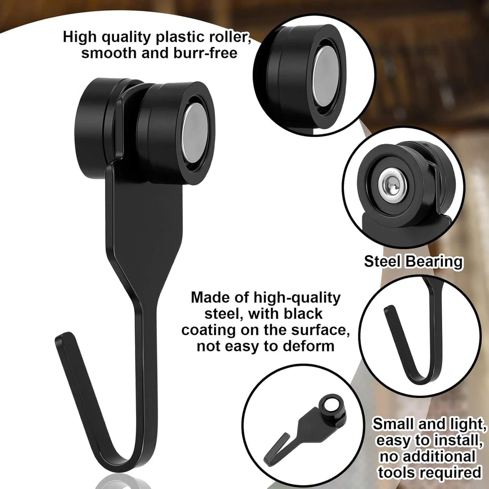 50 Pcs Gazebo Curtain Hooks Metal Slide Curtain Track Hooks with Plastic Wheel M - Image 3 of 4