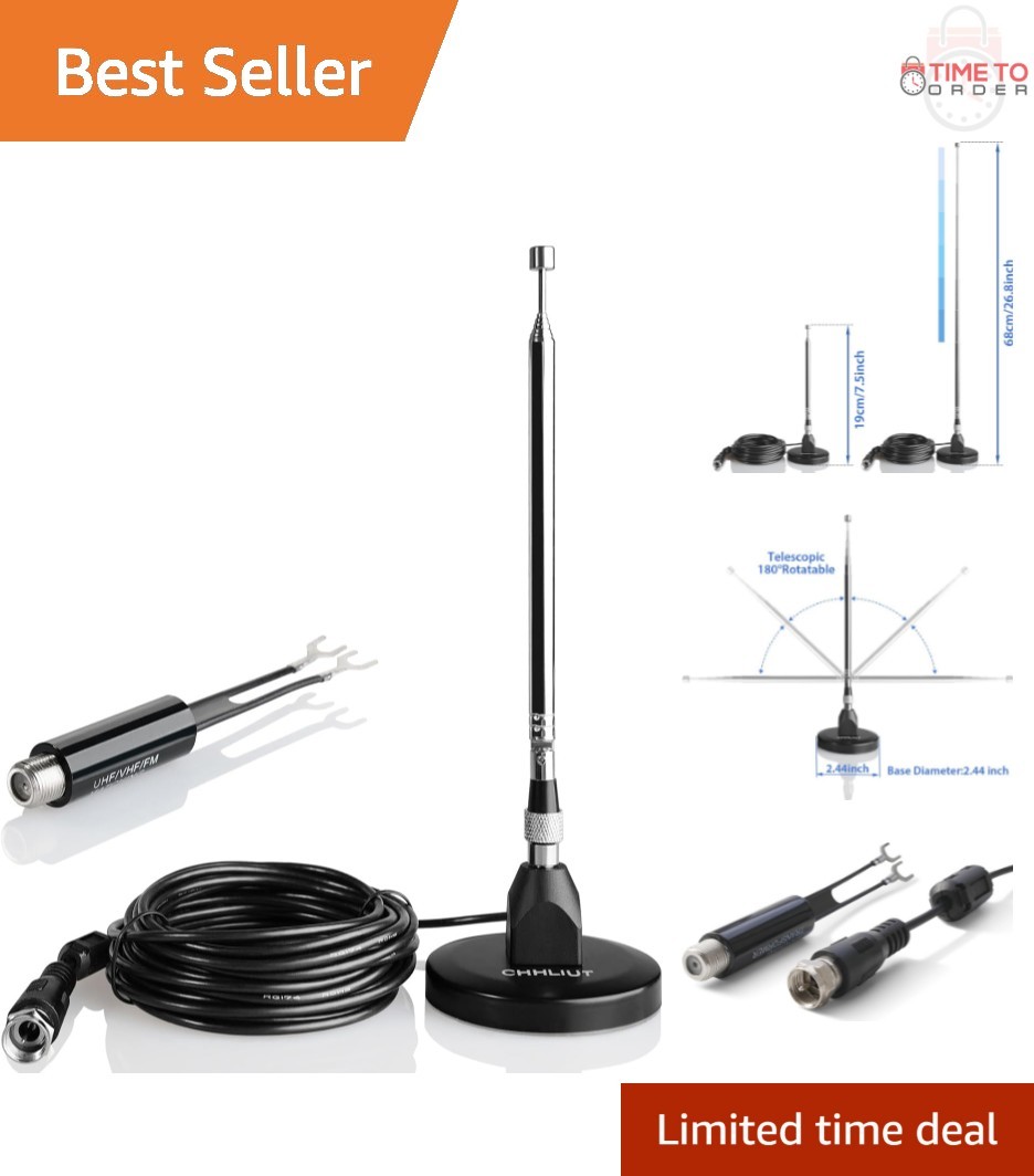 FM Antenna for Stereo Receiver Magnetic Base 16ft Coaxial Re