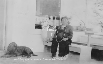 Native American Indian Selling Baskets Tokeland Washington WA - Reprint