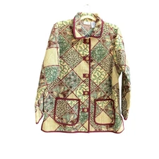 Blair Jacket Womens XL Multicolor Tapestry Patchwork Jacquard Button Front Piped