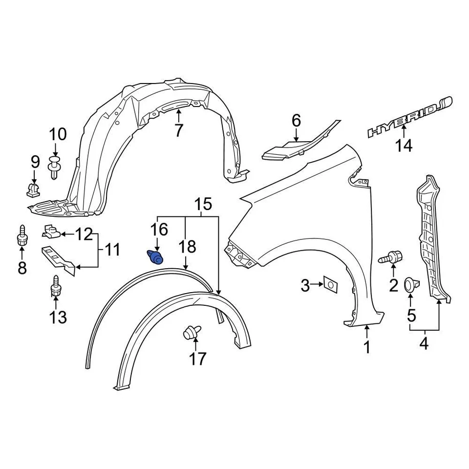 For Toyota Tundra 2001-2006 Toyota 9046710162 Fender Molding Retainer - Image 3 of 4