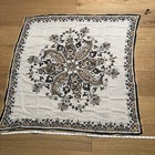 Square Scarf 36” Floral Baroque Print Black Gold Cream Tassel Corners Vintage — photo 1