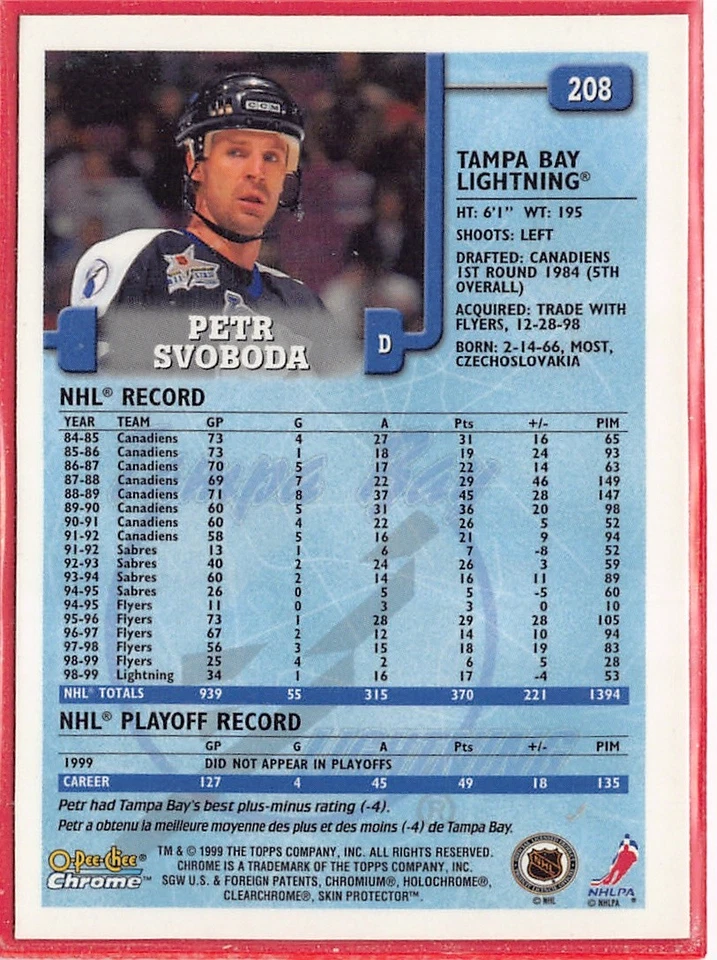 1999-00 O-Pee-Chee Chrome #208 Petr Svoboda - Image 2 of 2
