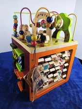 Battat Barnyard Activity Cube with 5 Multicolor Sides and Bead Maze Wooden.