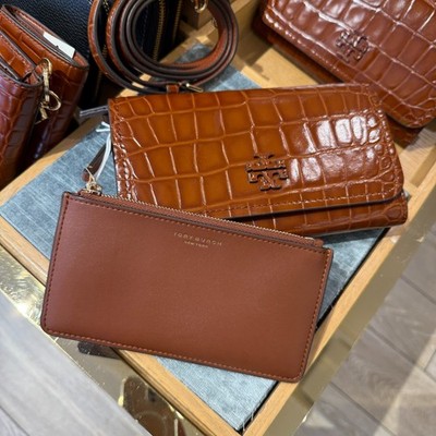 Tory Burch Thea Flat Wallet Crossbody in Warm Amber 170111 $495 | eBay