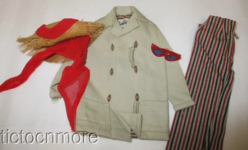 VINTAGE BARBIE DOLL FASHION CLOTHES #985 OPEN ROAD COAT RED GLASSES HAT PANTS