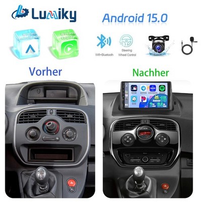 9'' 2+64GB Android 15 Autoradio für Renault Kangoo II X61 FW/KW Nissan NV250 Kam+