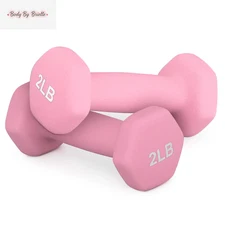 Neoprene Coated Dumbbell Hand Weights 2 Lbs, Set of 2 , Anti-Roll Non-Slip Exerc
