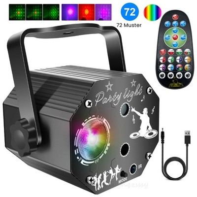 72 Muster RGB LED Laser Projektor DJ Party Bühnenbeleuchtung Disco Lichteffekt.