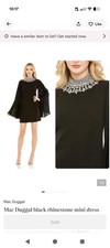 NWT Ieena Mac Duggal 49607 Black Rhinestone Collar Flowy Sleeve Mini Size 8