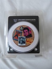 Brand New ELVIS PRESLEY Set of 4 Ceramic Decorative Coasters, Colorful, 4” diam