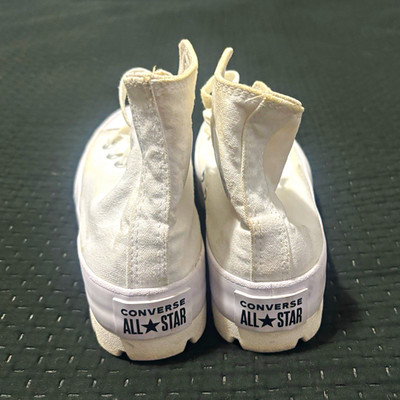 Converse All Star White High Top Canvas Lug Sole Lace-Up Sneakers