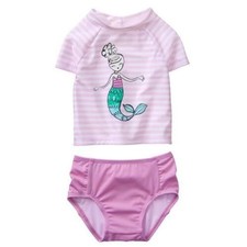 New 2pc Gymboree Mermaid Swimsuit Rash Guard Set Bathing Suit Size 12-18 mo NWT