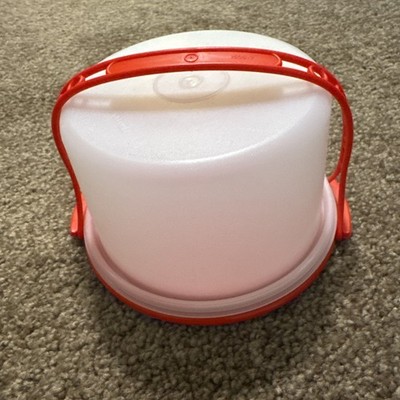 Vintage Tupperware Toys Round Mini Cake Taker Carrier Red