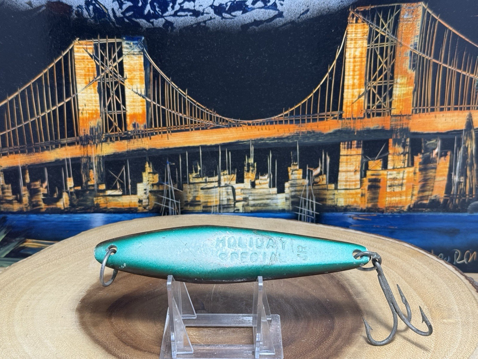 Vintage Salas HOLIDAY SPECIAL Jr. Fishing Iron Jig, 7.0 Ozs, “Green/White/Brown