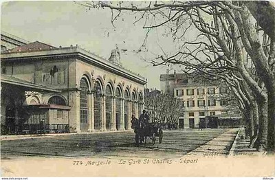 Alte Postkarte - 13 - Marseille - La Gare St Charles - Abfahrt - animiert -
