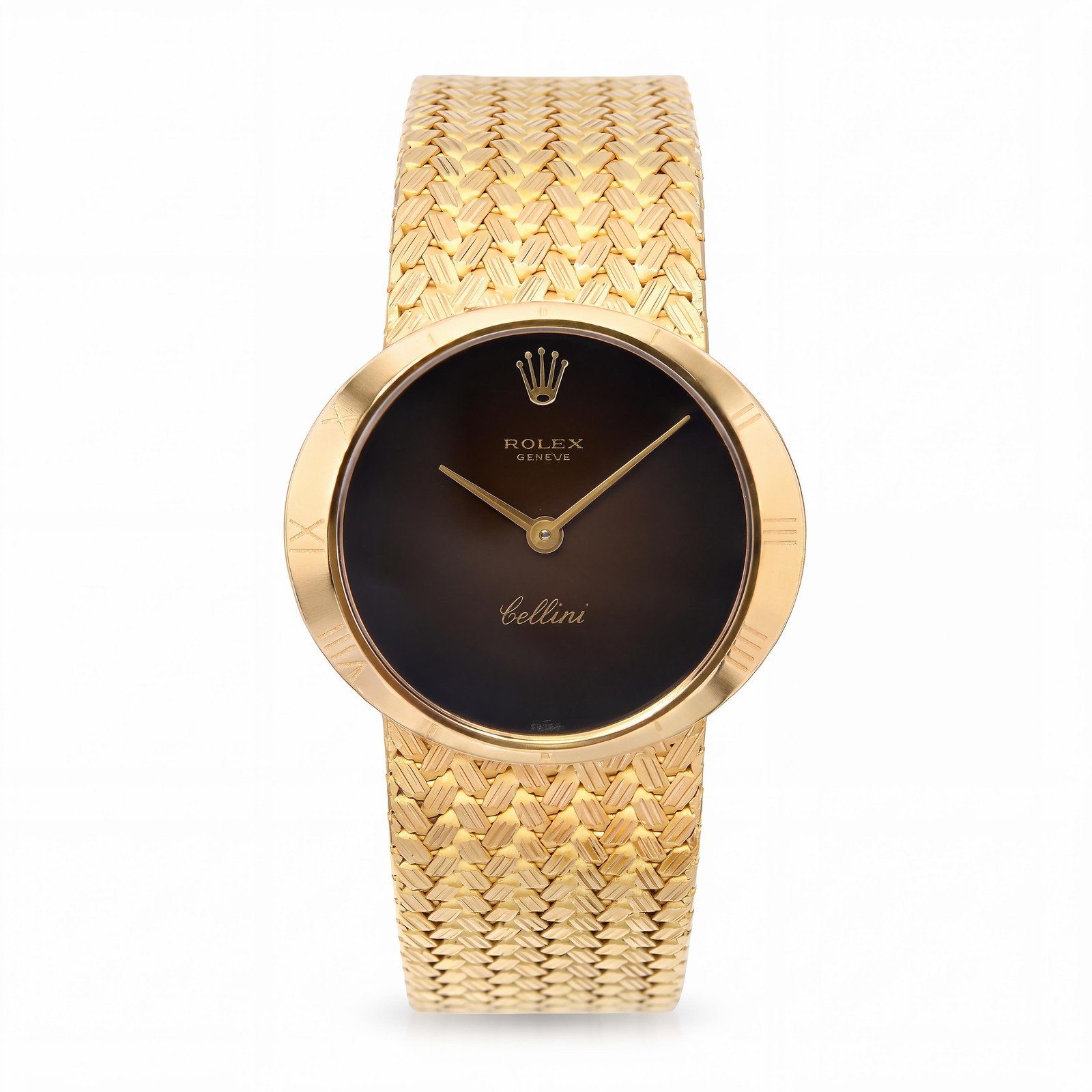 Vintage 1969 18k Yellow Gold Rolex Cellini Vignette Dial Watch Ref 3818