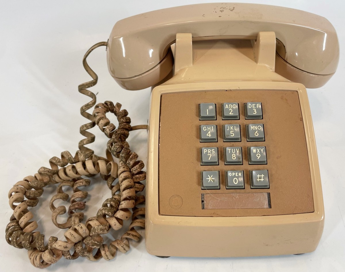 Vintage Western Electric Bell Peach Beige Desk Table Touch Tone