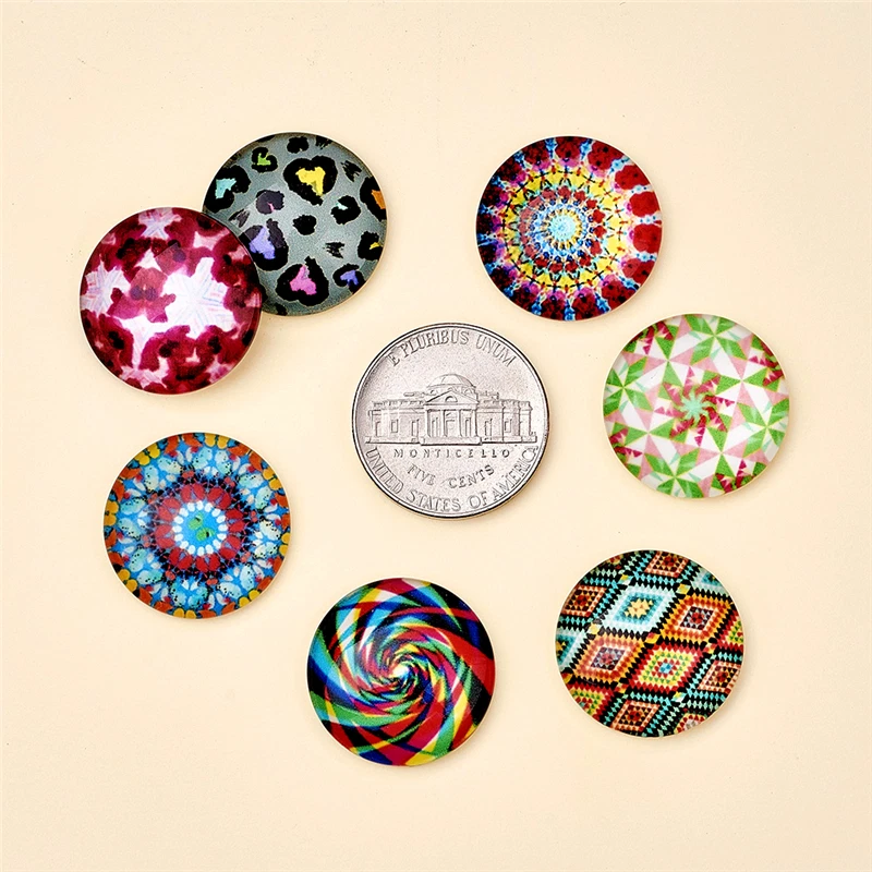 100/200 Mosaic Printed Glass Dome Flatback Cabochons For Pendants Jewelry Making - Image 4 of 4