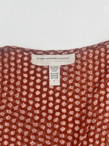 Diane von Furstenberg Maternity Top Cross Over V Neck Sz L Red & White AS IS - Picture 8 of 10