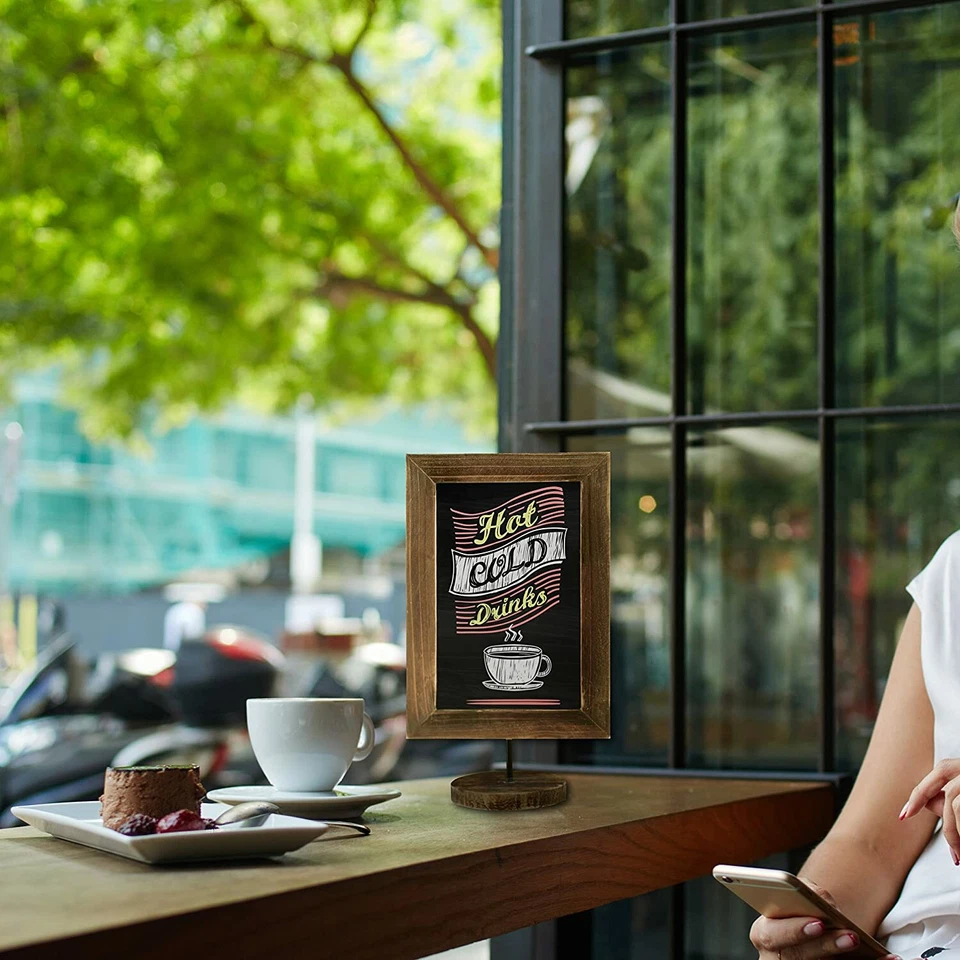 MyGift Set of 2 Burnt Wood Framed 12 Inch Chalkboard Countertop Message Sign - Image 3 of 4