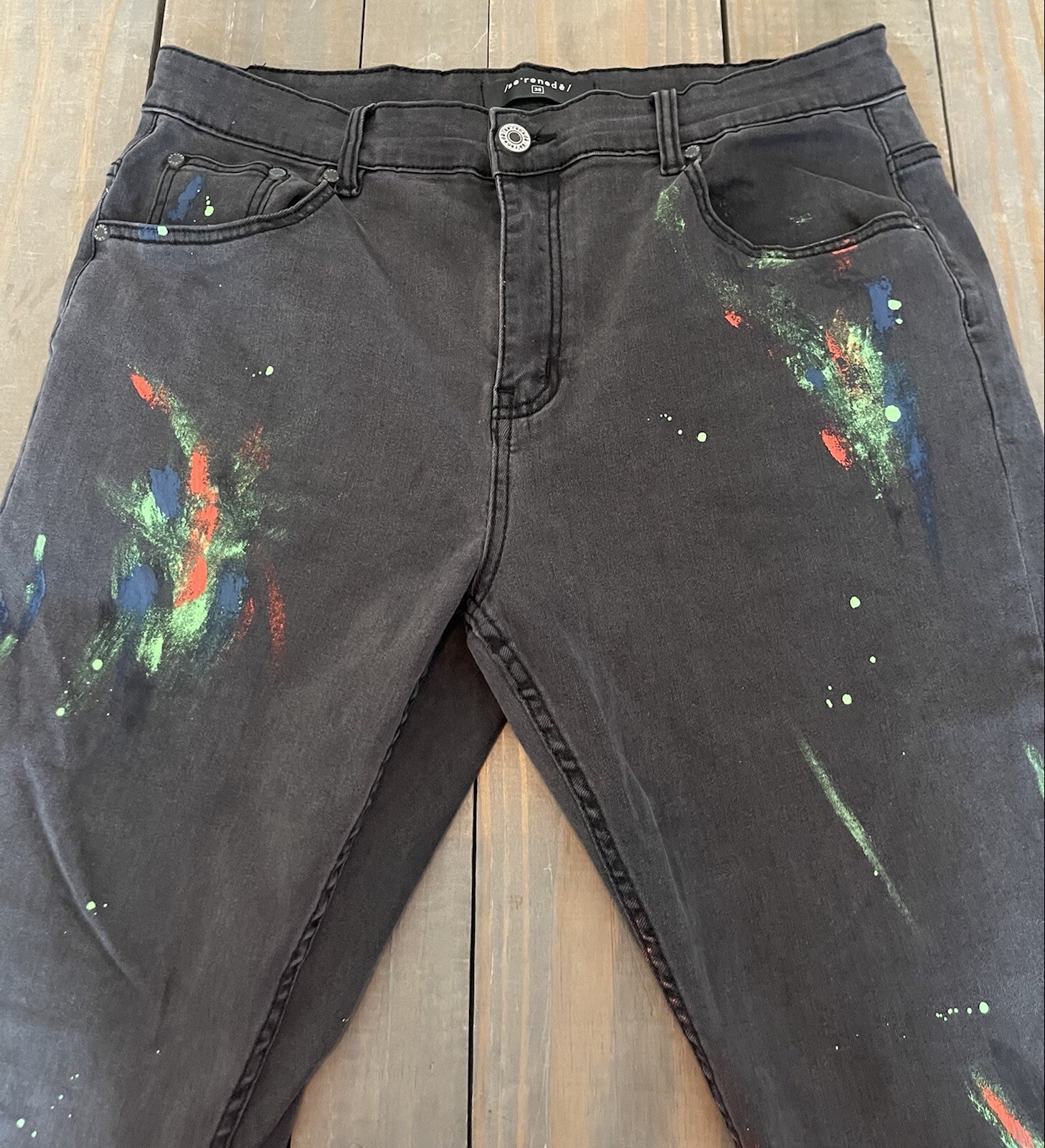 Serenede Black Paint Splatter Mens Denim Jeans 36X32 … Gem