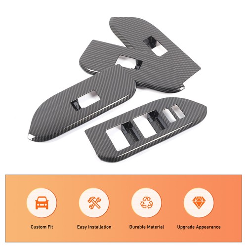 ABS Carbon Car Power Window Lift Button Frame Cover For Toyota Prado 2014-2018 - Picture 6 of 7