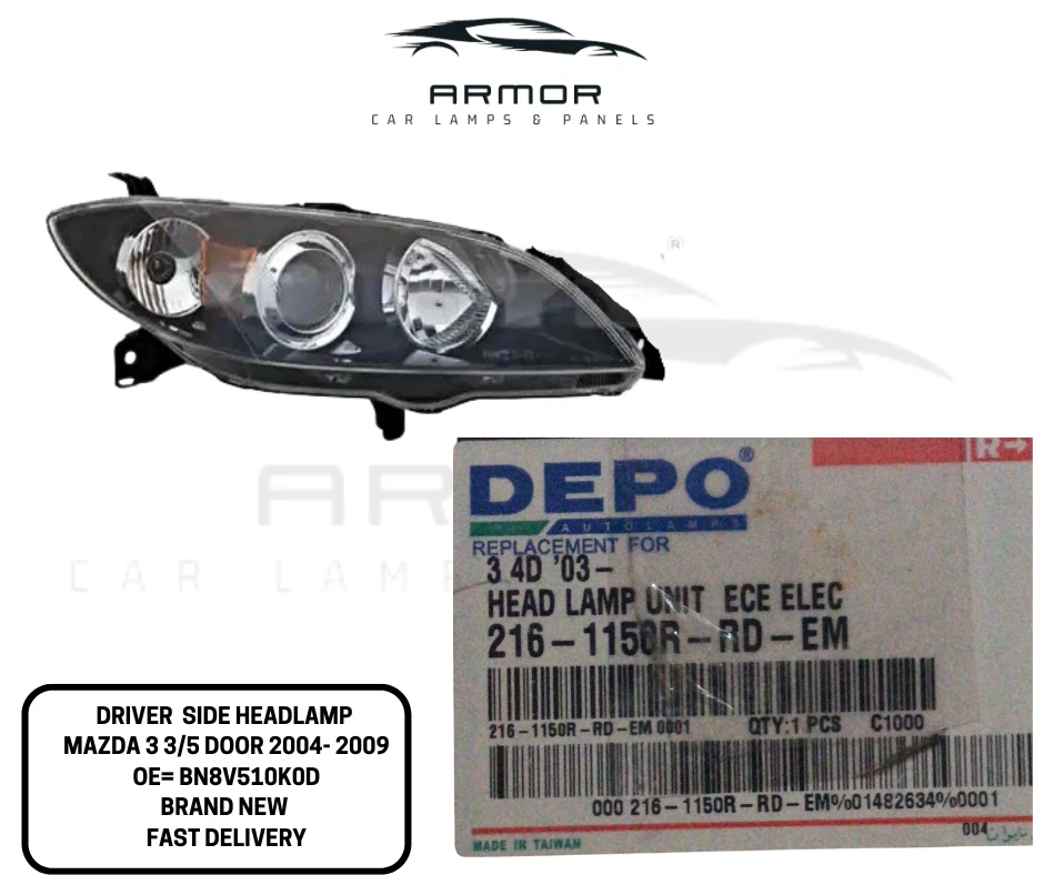 FARO LATERAL DERECHO CONDUCTOR LUZ PARA MAZDA 3 3/5 PUERTAS 2004-2009 OE= BN8V510K0D Foto 2 de 4