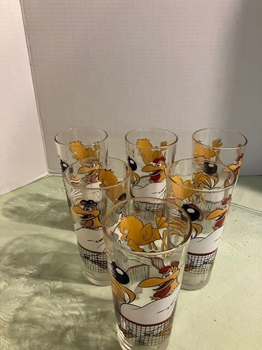 1976 Looney Tunes Pepsi Glass: Foghorn Leghorn Henry Hawk Never Used Vintage - Picture 2 of 7
