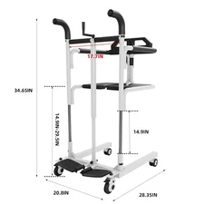 Patient Lift Transfer Chair Bathroom Wheelchair w/ 180° Split Seat and Commode