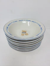Lot of 8 Country Bear Tienshan Vintage Stoneware Theodore Cereal Soup Bowls 7"