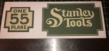 Stanley Tools 55 Plane Box Logo Green White Vinyl Decals For Custom Box set of 2